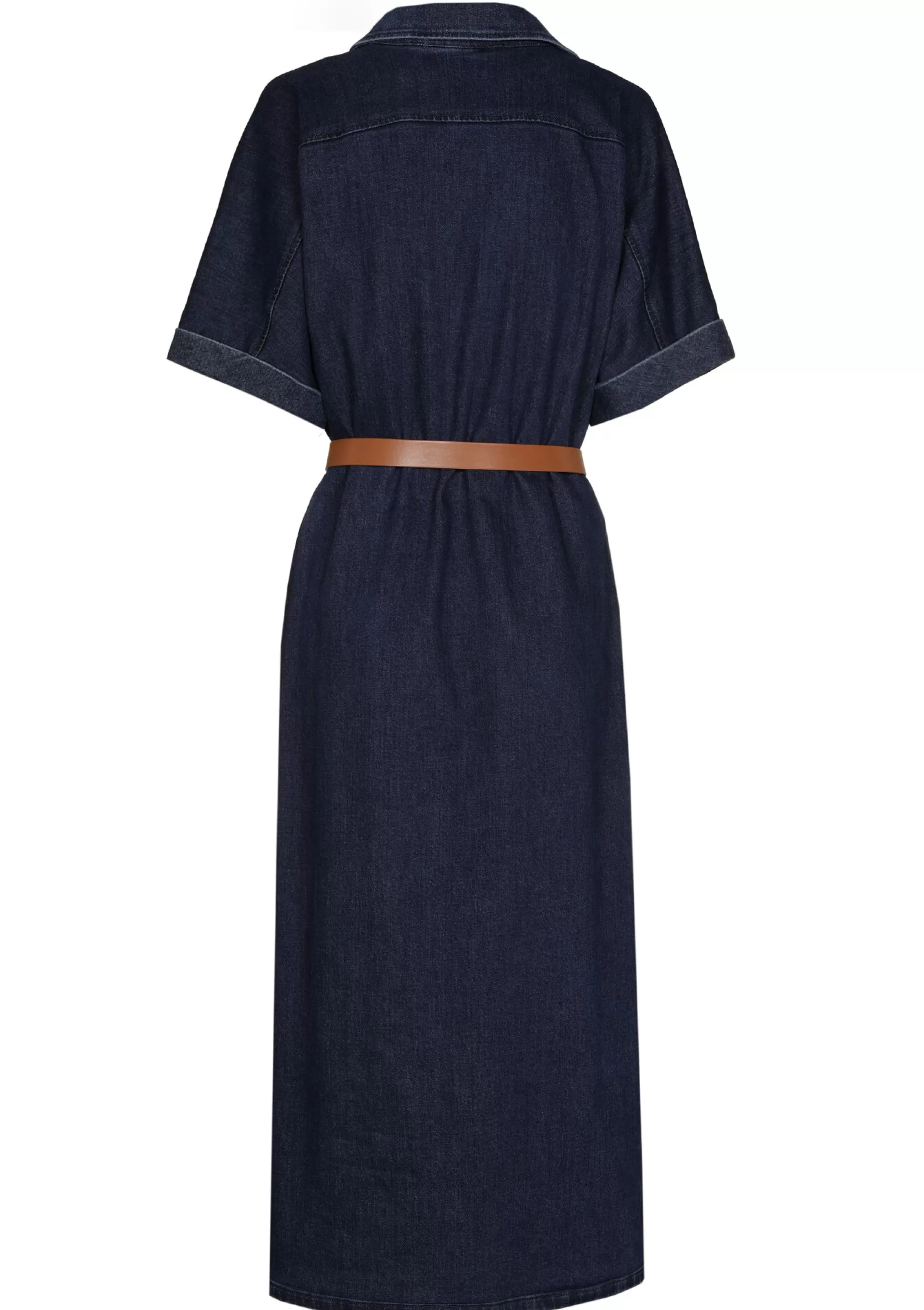 Caroline Biss Dresses*1114-23 / Straight Midi Dress In Jeans With Stretch