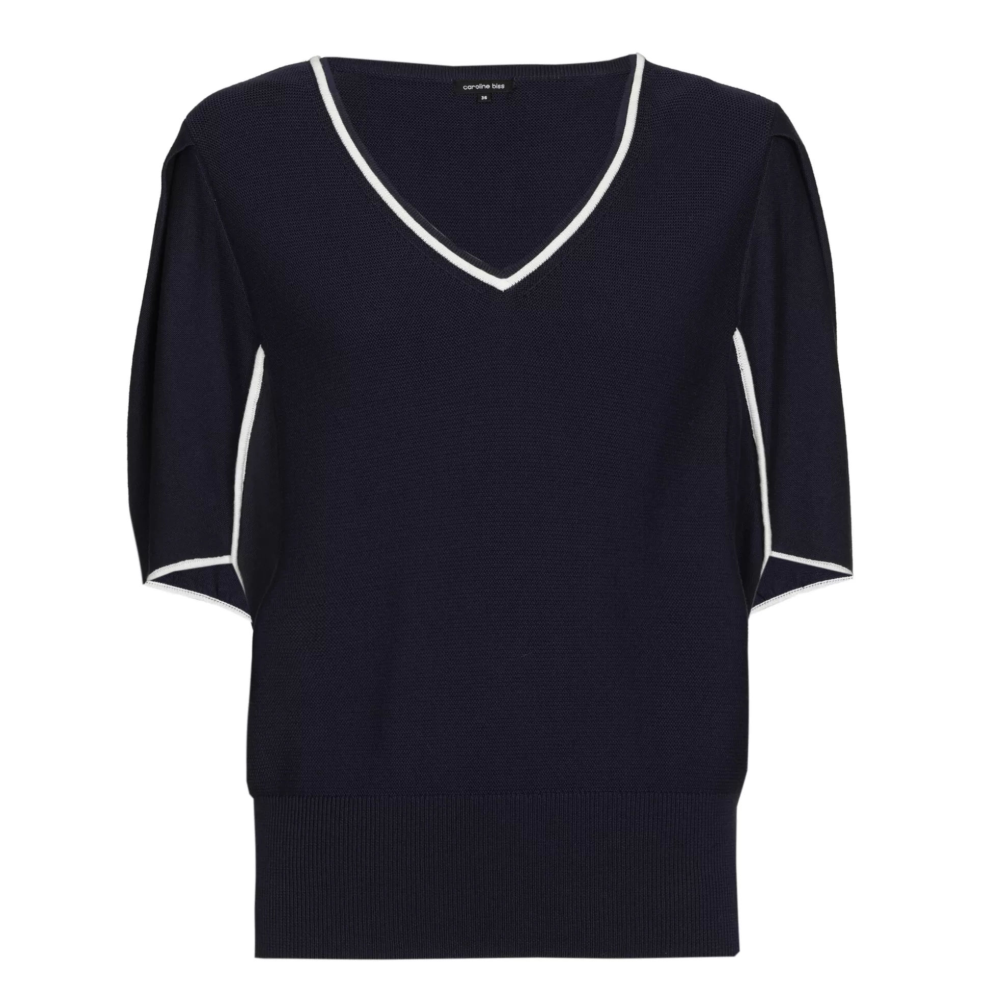 Caroline Biss Pulls*1247-21 / Fine knitted pullover with sleeve effect