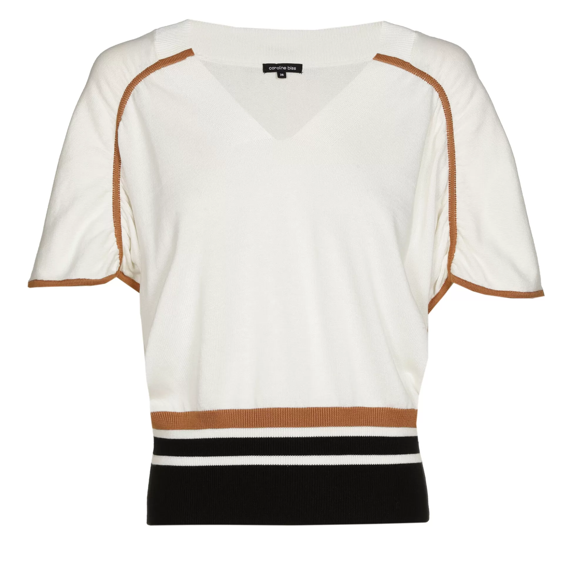 Caroline Biss Pulls*1251-39 / Fine knitted pullover with sleeve effect