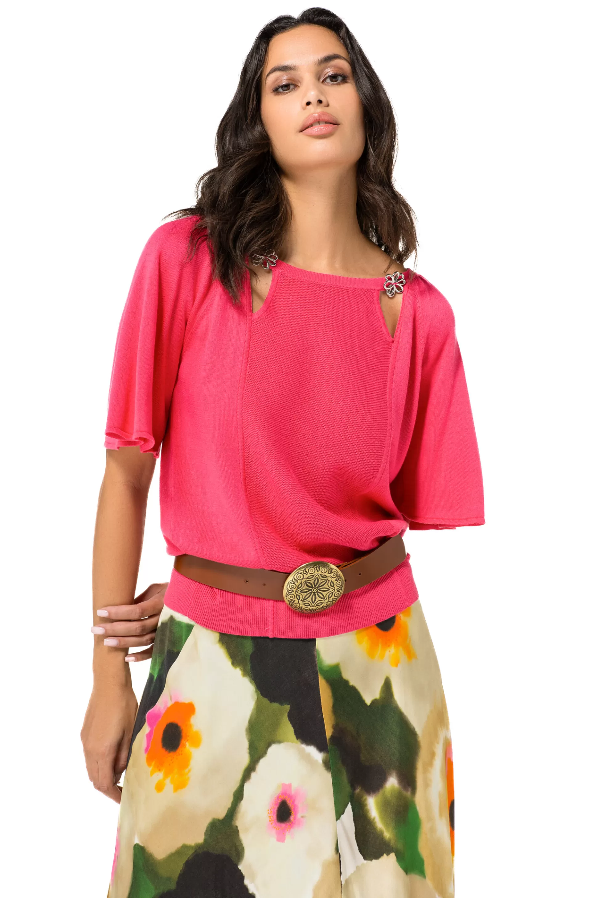Caroline Biss Pulls*1258-74 / Fine Knitted Pullover with Fancy Sleeve