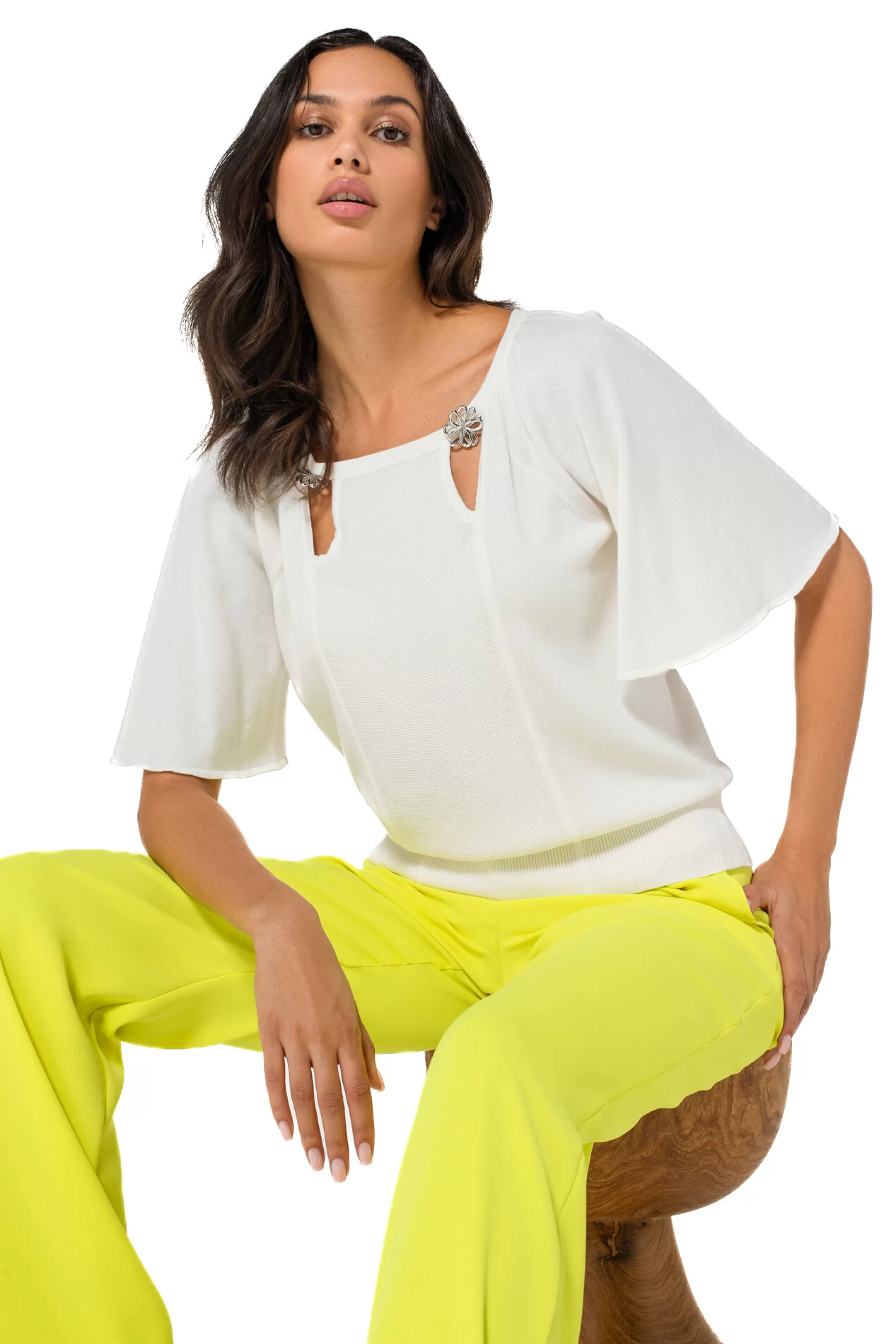 Caroline Biss Pulls*1258-91 / Fine Knitted Pullover with Fancy Sleeve