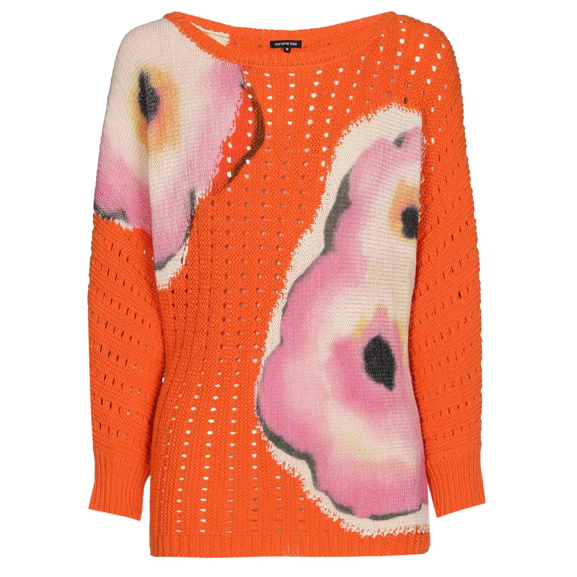 Caroline Biss Pulls*1280-69 / Loose Knitted Long Pullover With Print