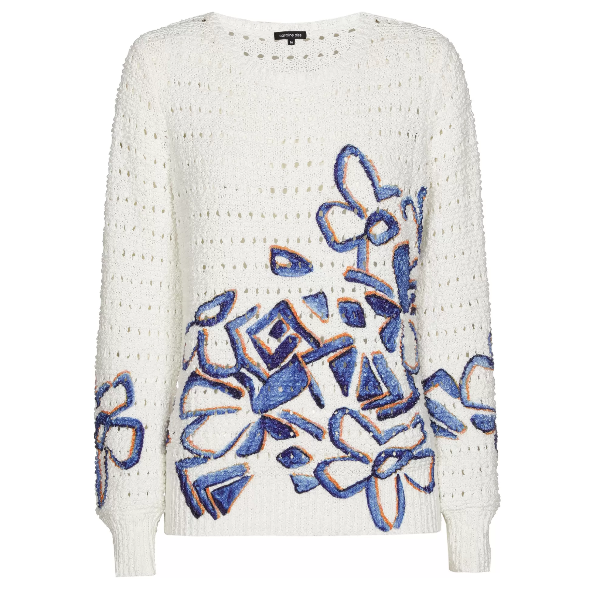 Caroline Biss Pulls*1289-29 / Loose Knitted Pullover With Print