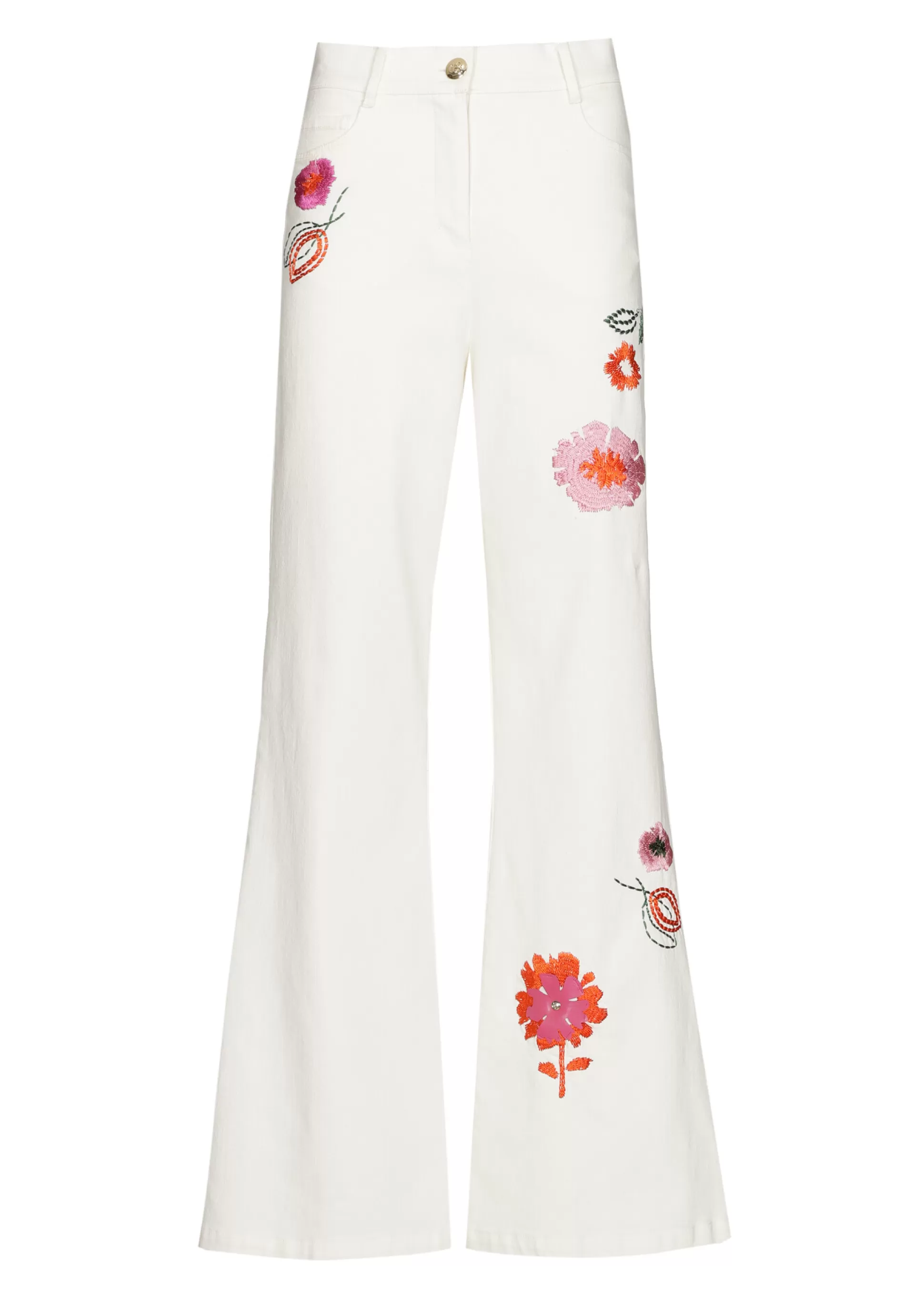 Caroline Biss Trousers*1509-69 / Comfortable Jeans With Broderie, Flared Leg, Normal Waist