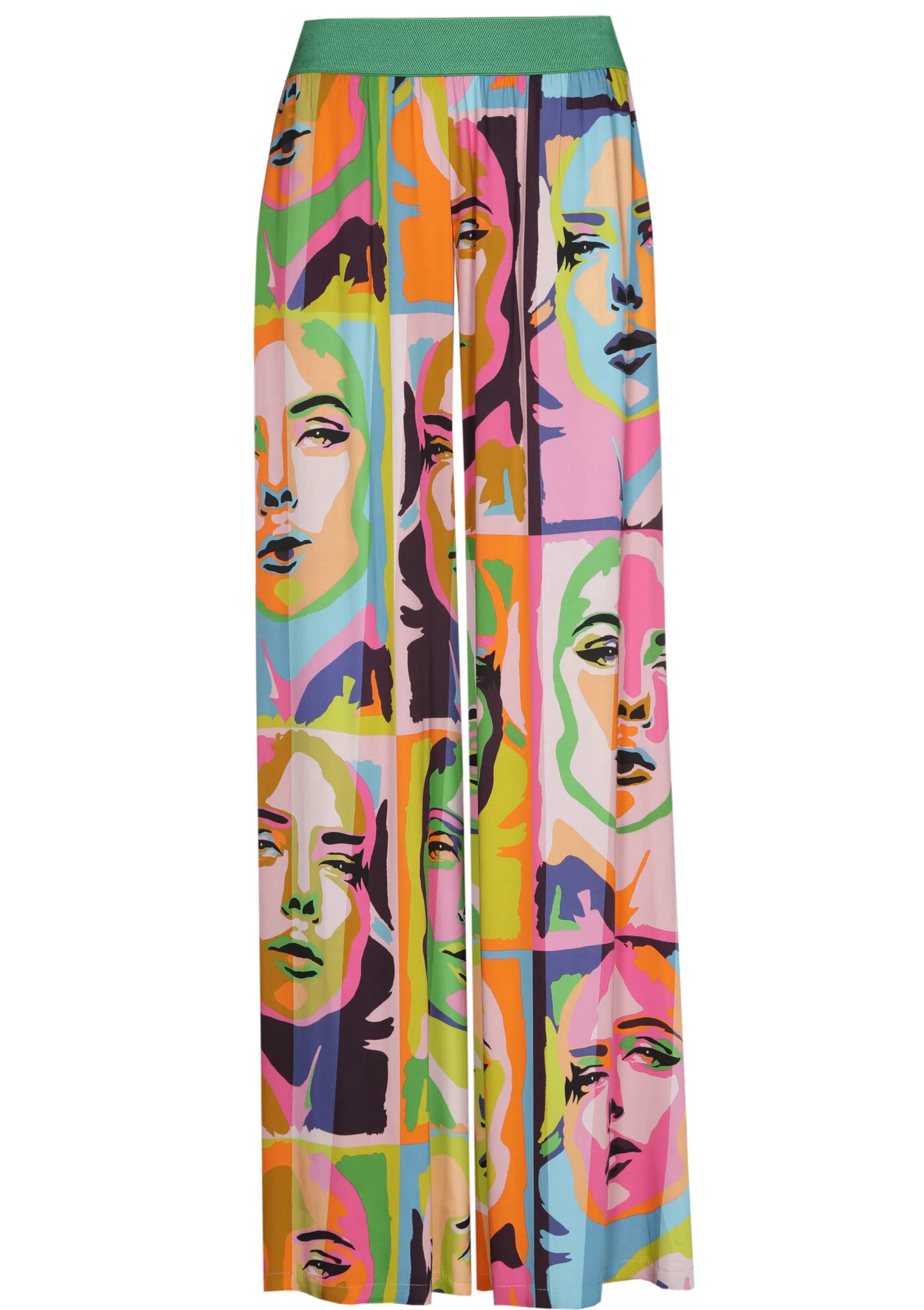 Caroline Biss Trousers*1542-79 / Flowing Palazzo Trousers, Normal Waist, Pop-Art Print