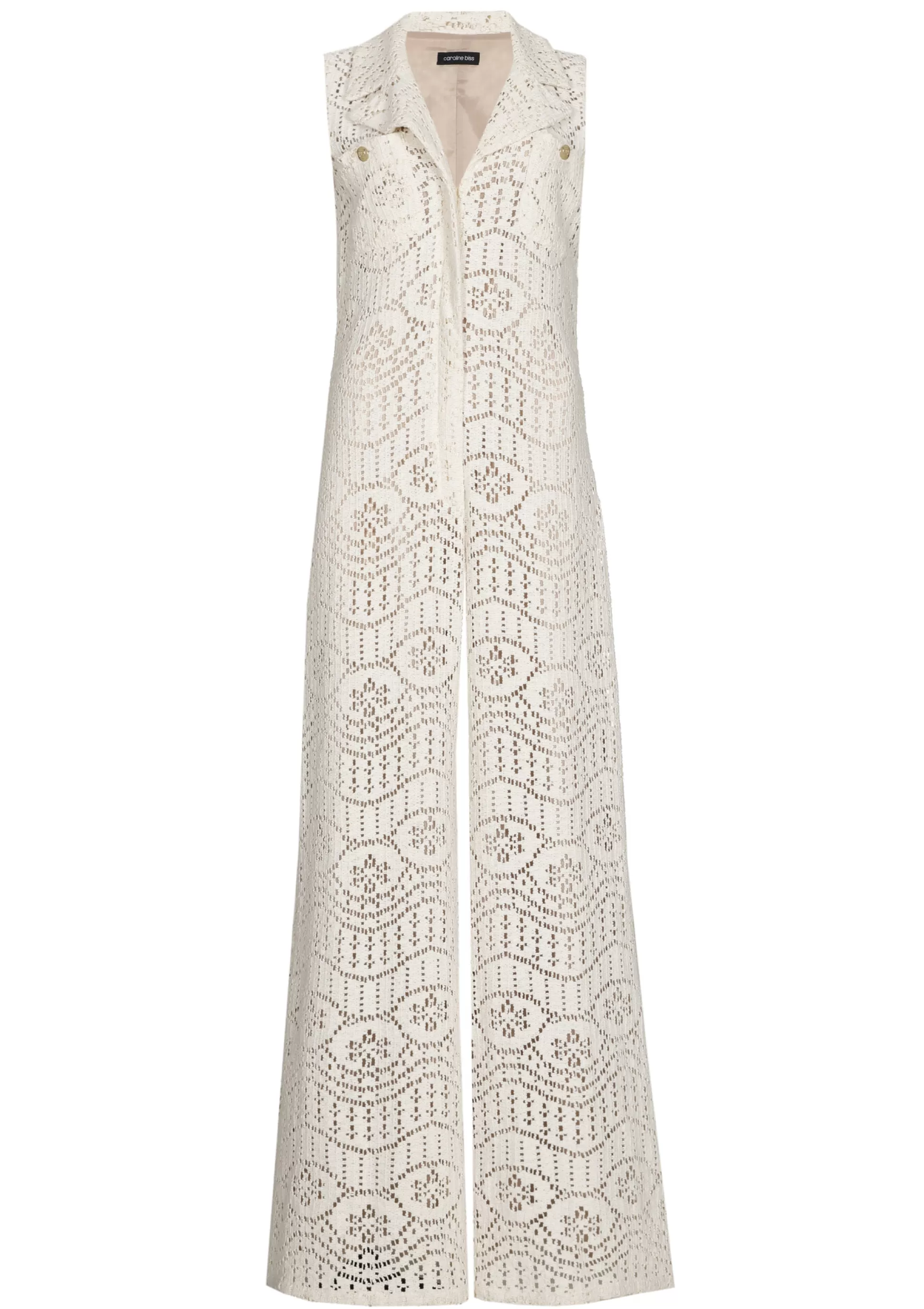 Caroline Biss Trousers*1543-34 / Flowing Jumpsuit In Crochet, Wide Leg