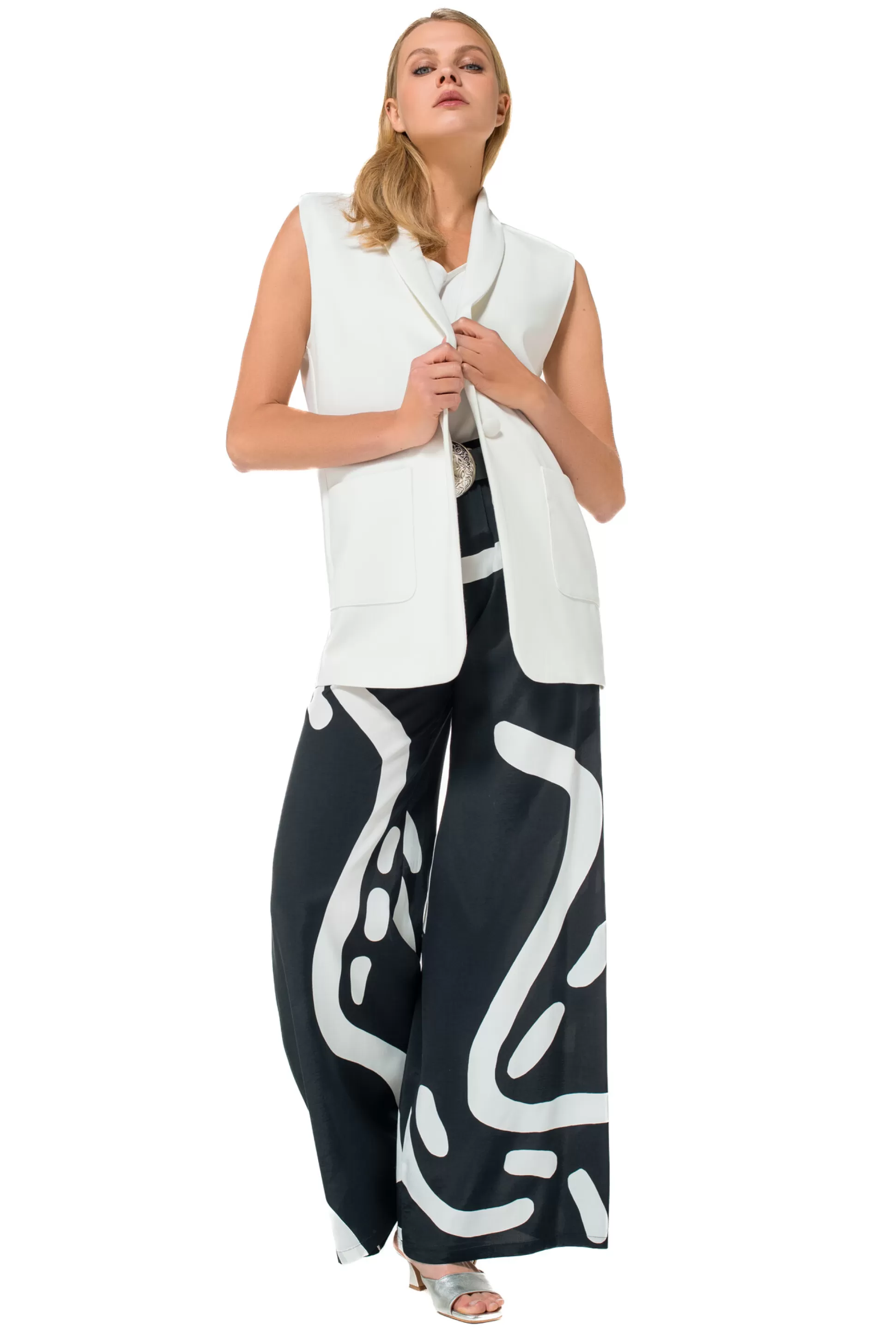 Caroline Biss Trousers*1558-19 / Flowing Palazzo Trousers, Normal Waist