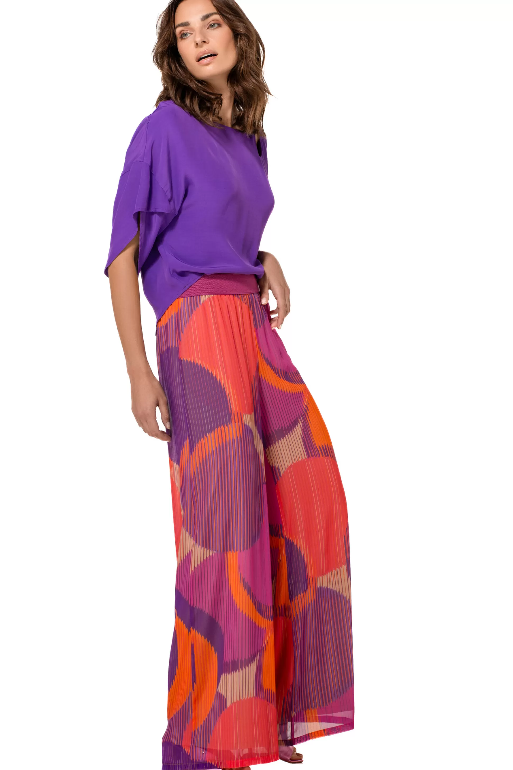 Caroline Biss Trousers*1574-49 / Flowing Palazzo Trousers With Pleated Effect