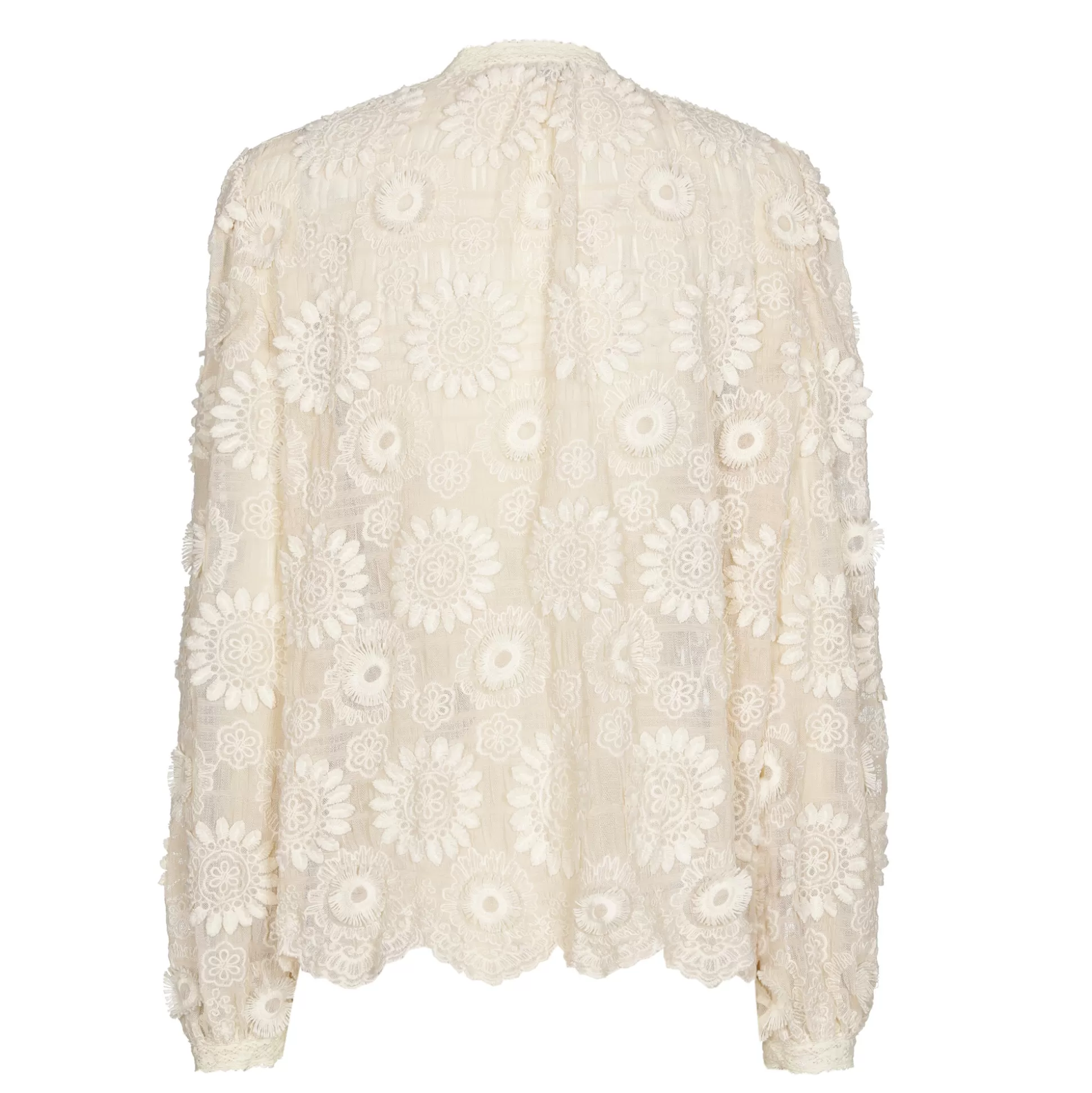 Caroline Biss Tops*1605-34 / Straight-fitting blouse in stretch tulle with embroidery