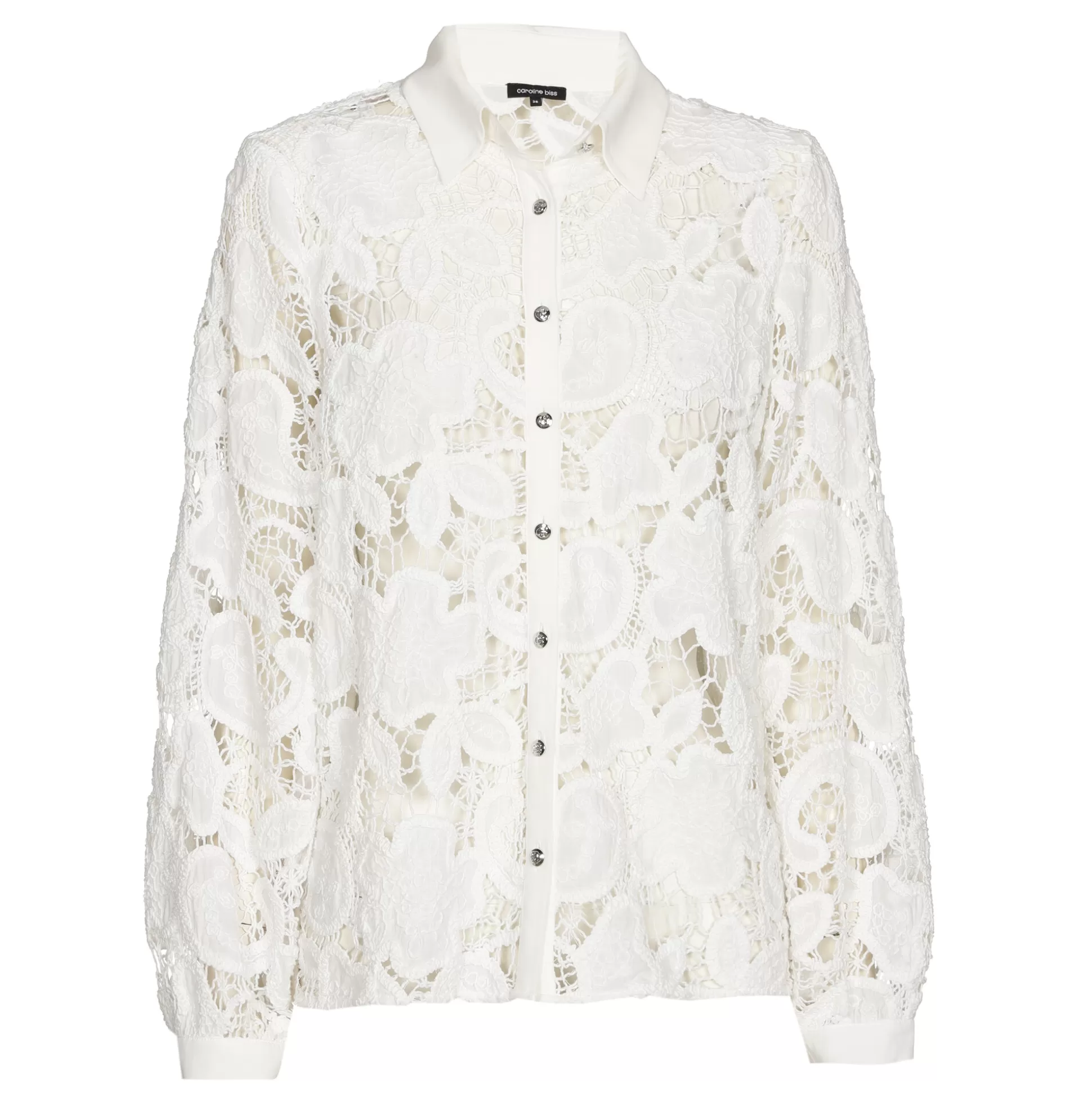 Caroline Biss Tops*1606-91 / Semi-transparent Cotton Blouse with Broderie