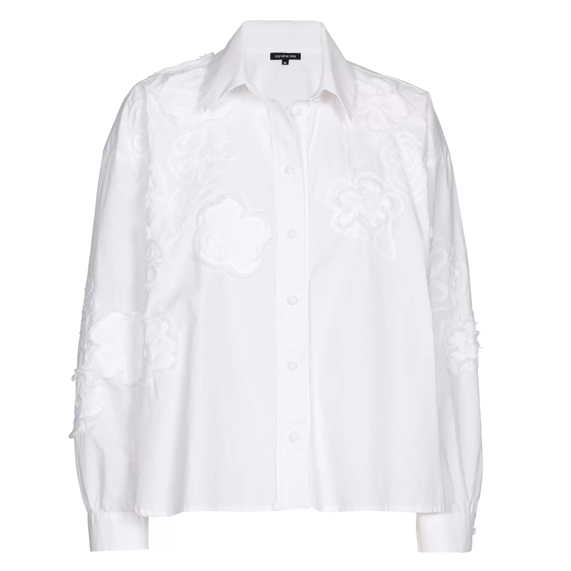 Caroline Biss Tops*1608-90 / Short Oversized Cotton Blouse With Broderie