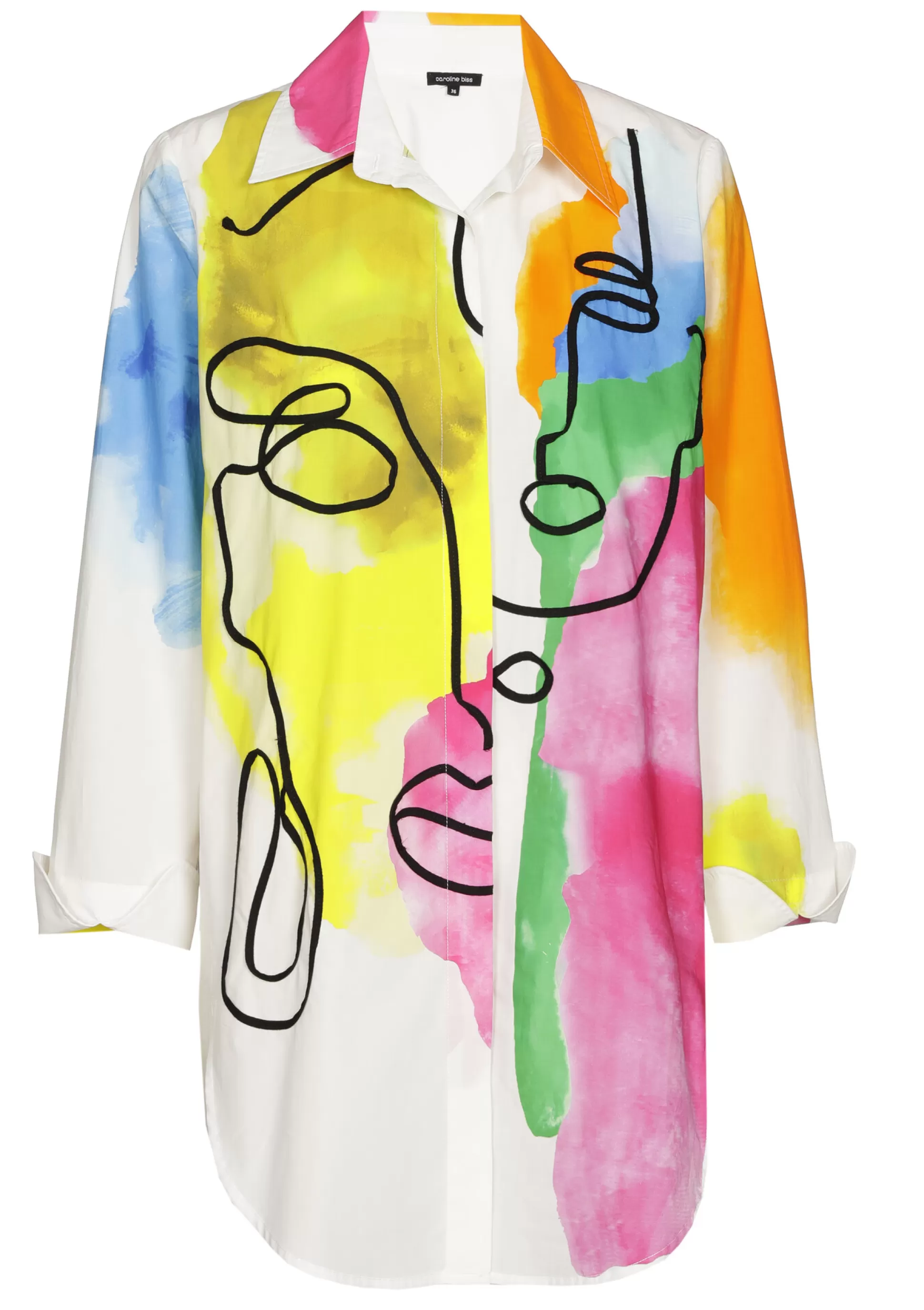 Caroline Biss Tops*1609-79 / Long Summer Colorful Shirt in Cotton