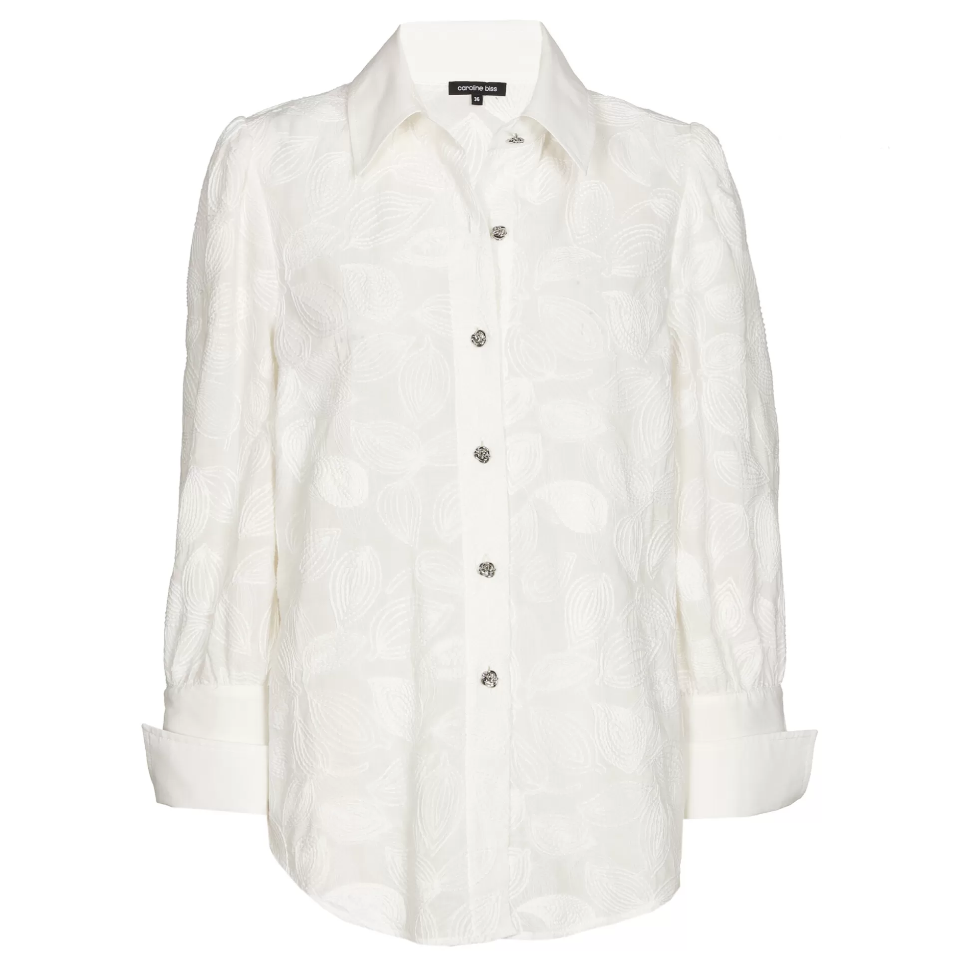 Caroline Biss Tops*1614-91 / Straight-fitting Cotton Blouse With Broderie
