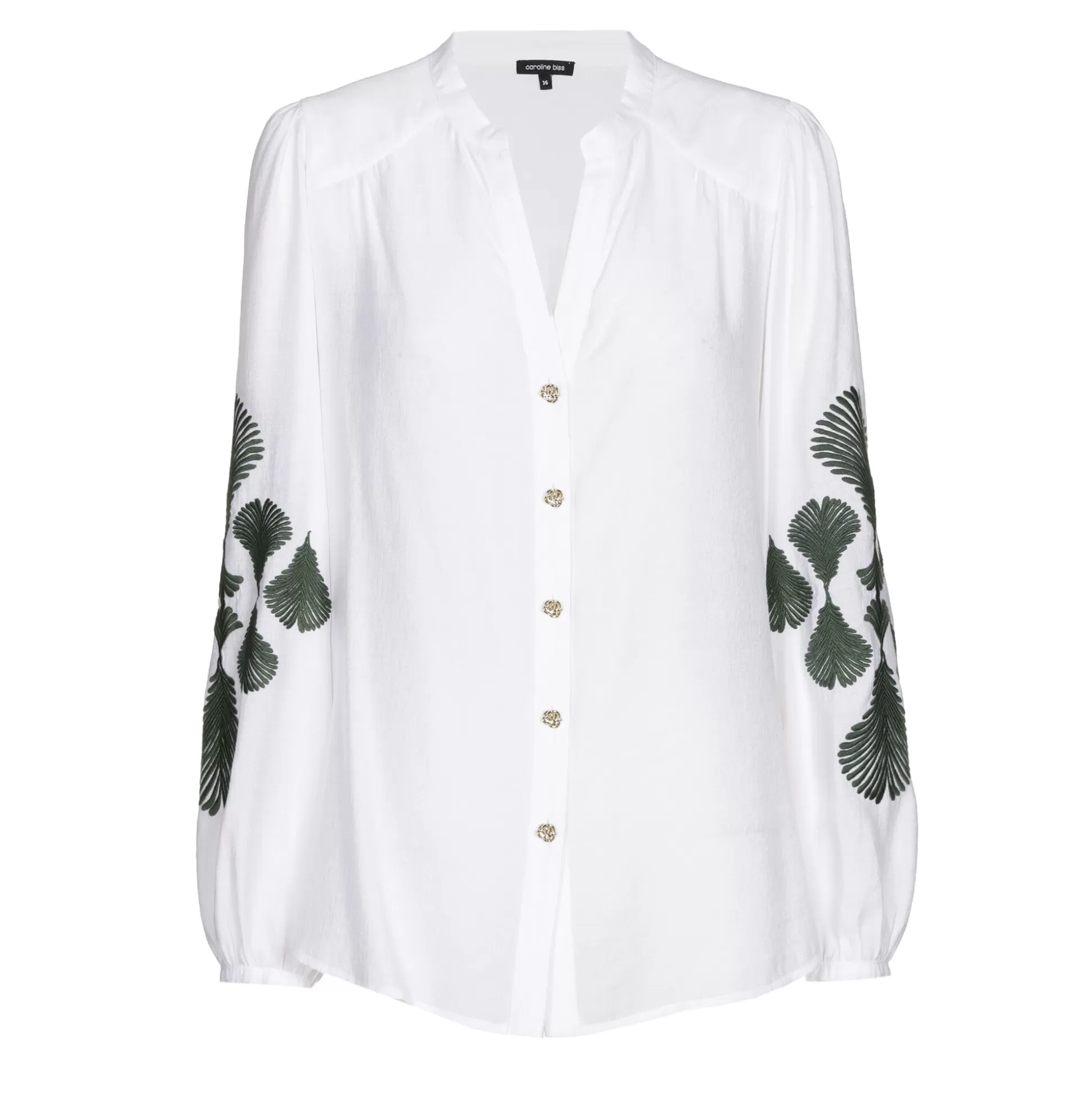 Caroline Biss Tops*1625-69 / Straight Supple Blouse With Broderie
