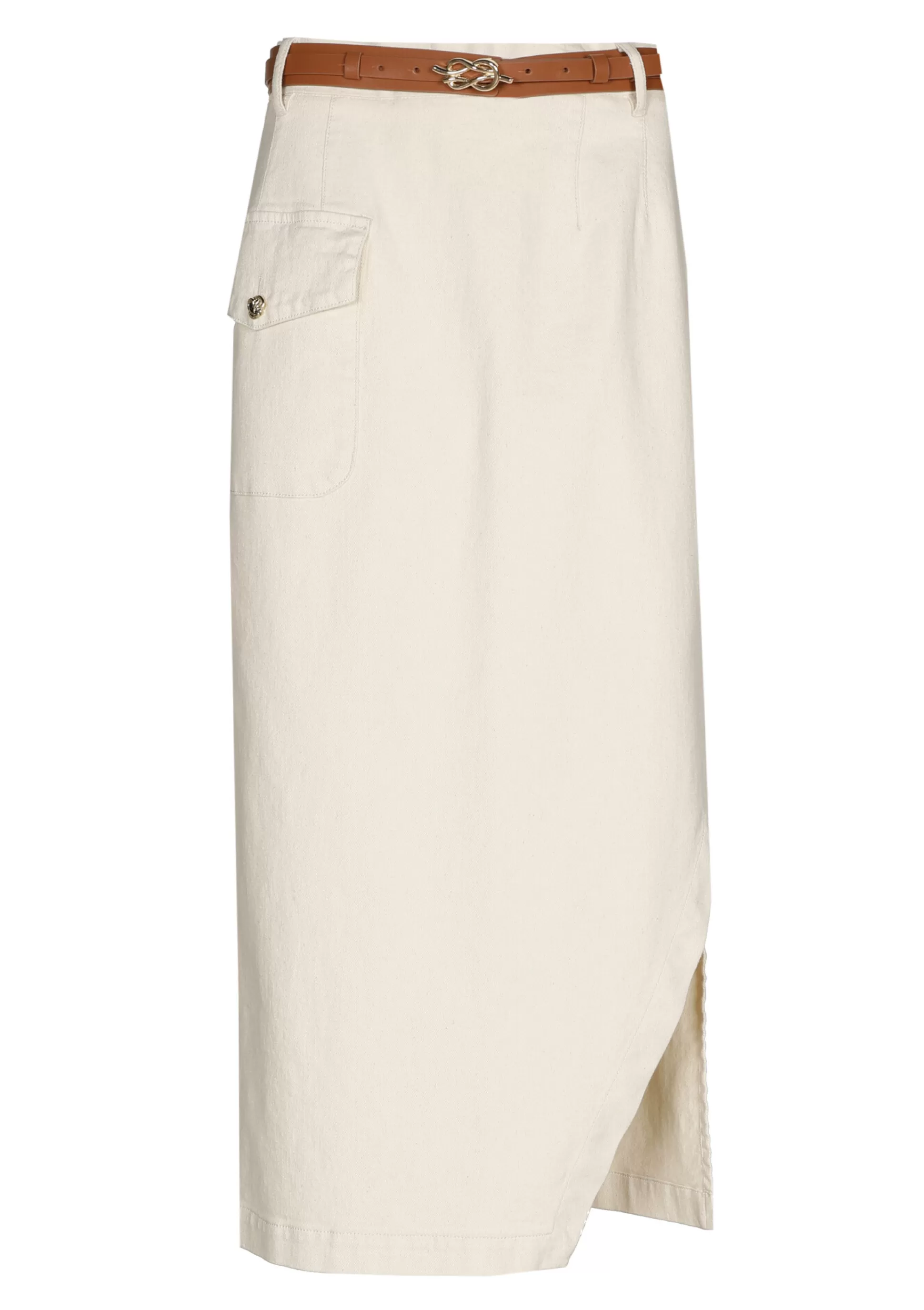 Caroline Biss Skirts*1713-34 / Comfortable Straight Midi Skirt, Jeans Look