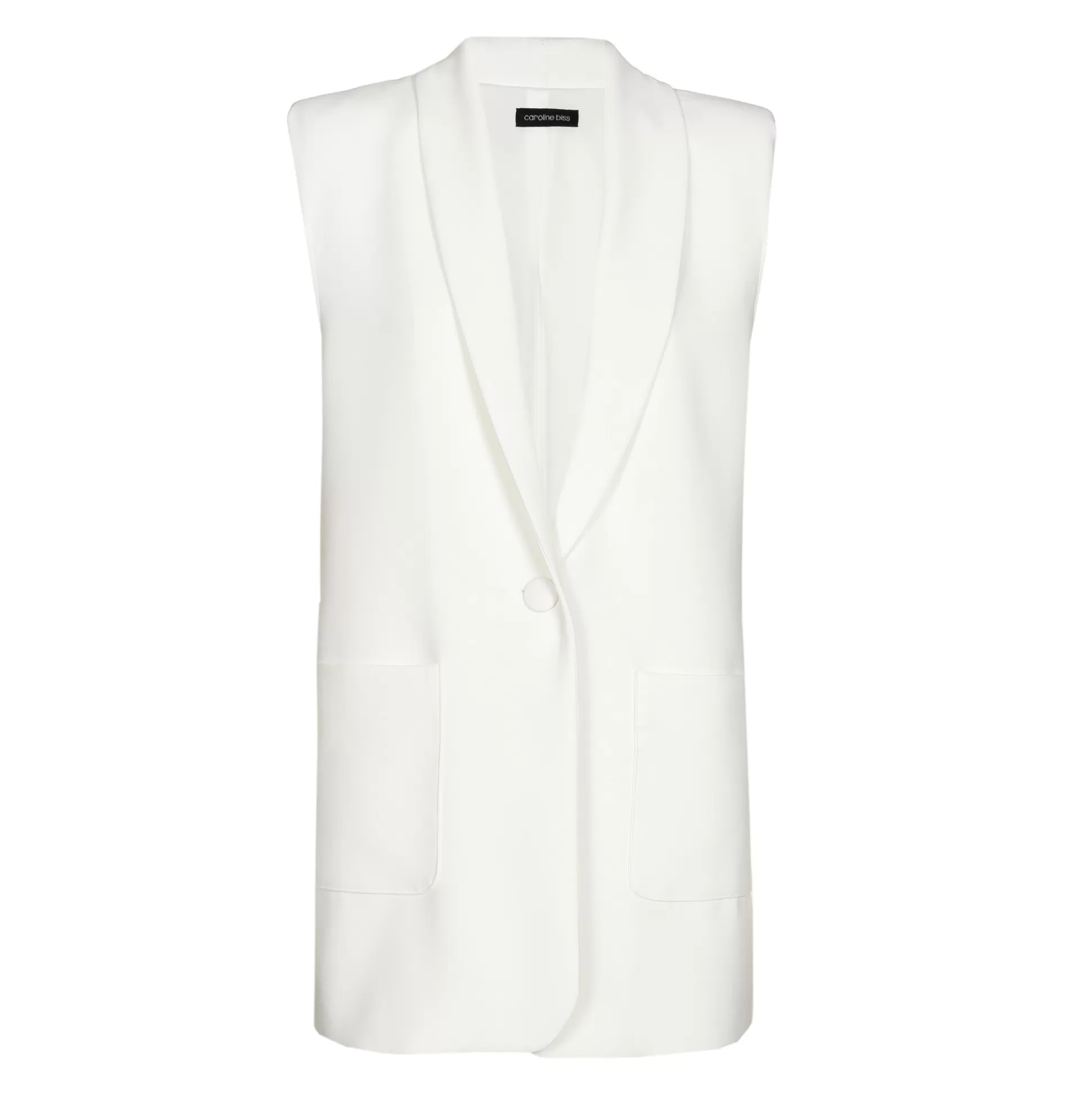 Caroline Biss Cardigans*1830-91 / Straight Fit Sleeveless Blazer With Shoulder Effect