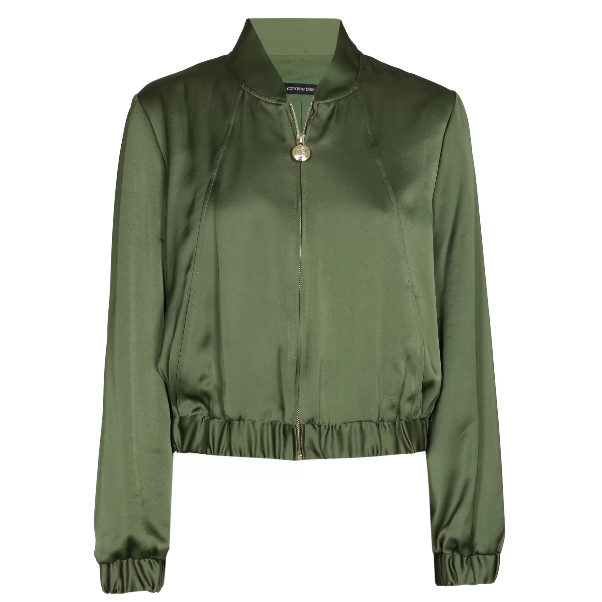 Caroline Biss Cardigans*1867-61 / Short Shiny Bomber Vest