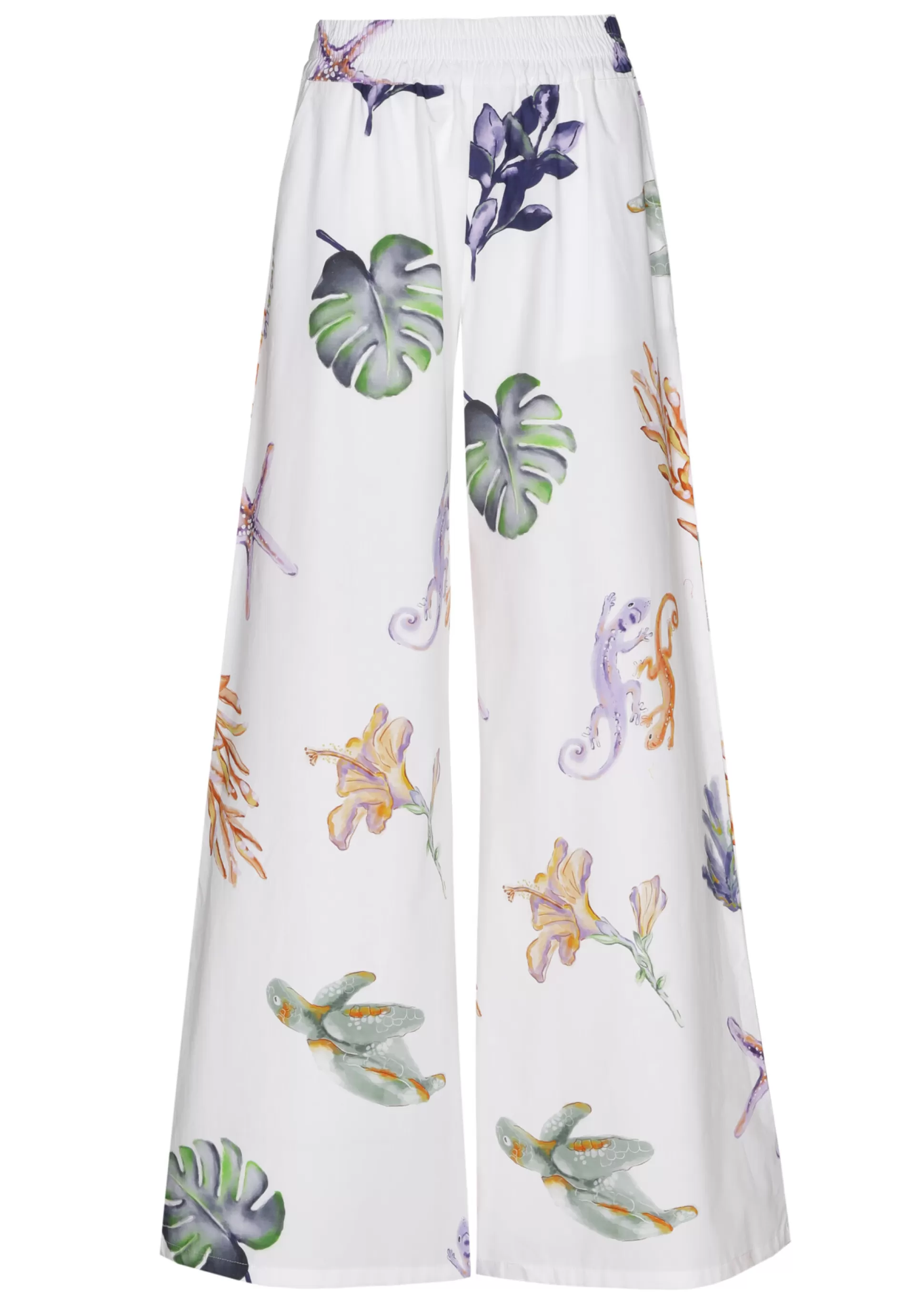 Caroline Biss Trousers*3581-69 / Comfortable Wide Cotton Trousers, Normal Waist