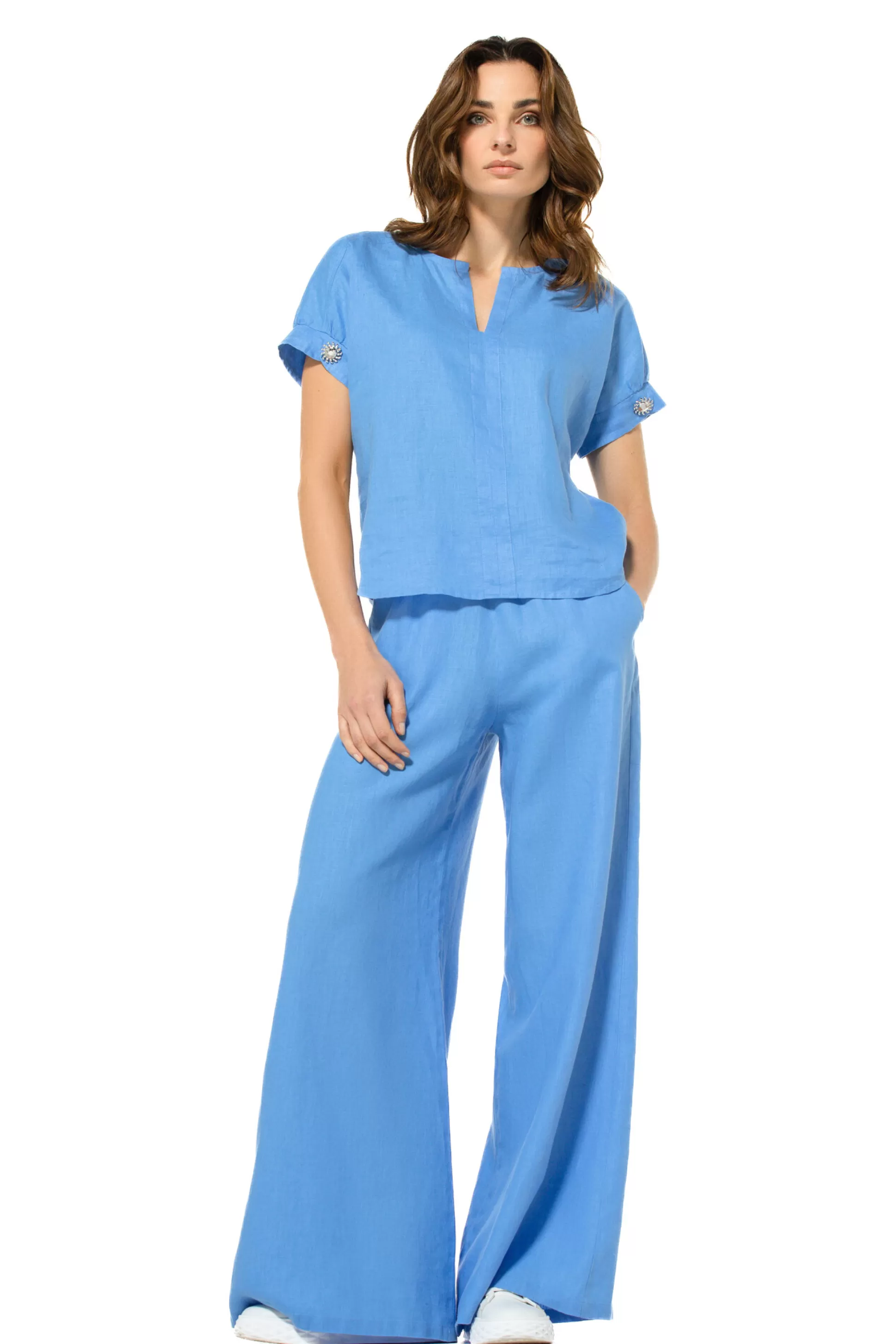 Caroline Biss Tops*3668-24 / Straight Fitting Linen Top